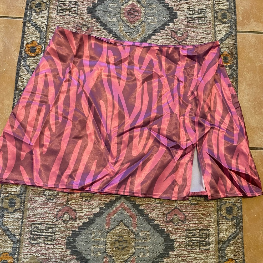 NEVER WORN pink zebra silk skirt from ASOS